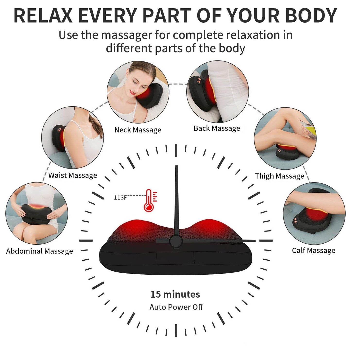 iKristin Back Massager, Shiatsu Neck Massager with Heat, Electric Back Massager for Shoulder, Back, Leg, Deep Tissue Kneading Massage to Relief Muscles, Massage Pillow for Mom/Dad/Women/Men M