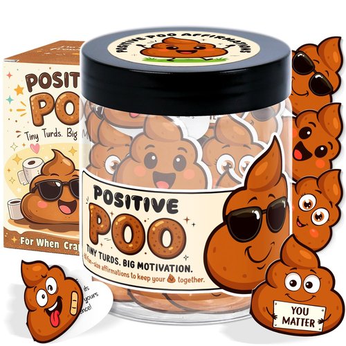 Funny Positive Poo Affirmation Cards Jar - Funny Gag Gift for Women, Men, Teens, Coworkers, Best Friend - Poop Emoji Gifts - Poop Gifts - Emotional Support Poo