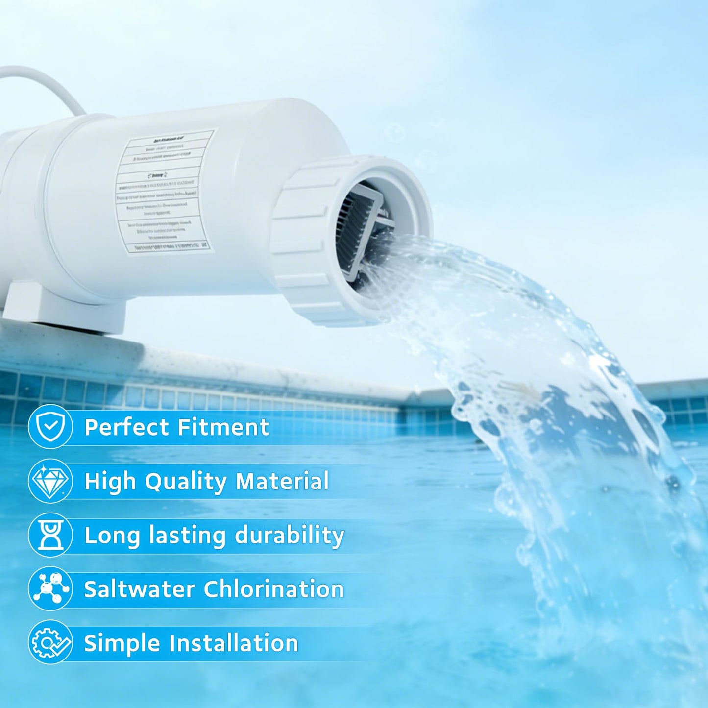 T-15 Salt Cell Replacement for Hayward AquaRite Turbo Cell Salt Chlorine Generator for Pools up to 40,000 Gallons Compatible with T-CELL-15 GLX-CELL-15-W BLT15H