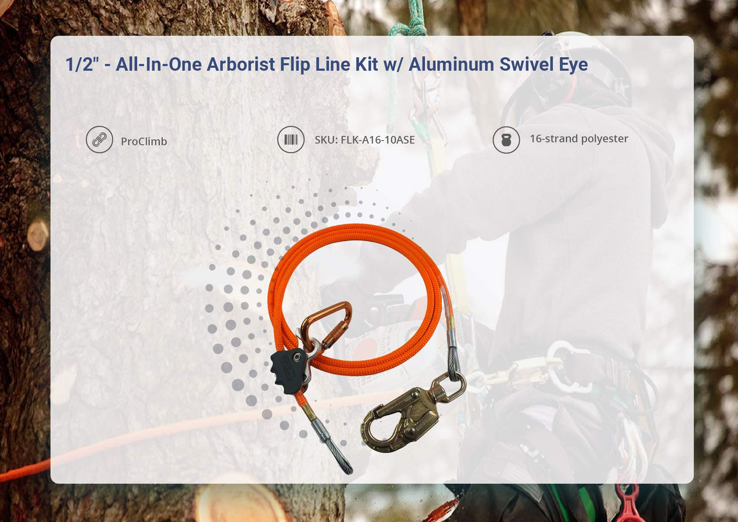 ProClimb Flip Line Kit, 1/2 in x 12 ft - USA Made with Aluminum Swivel - Arborist Equipment