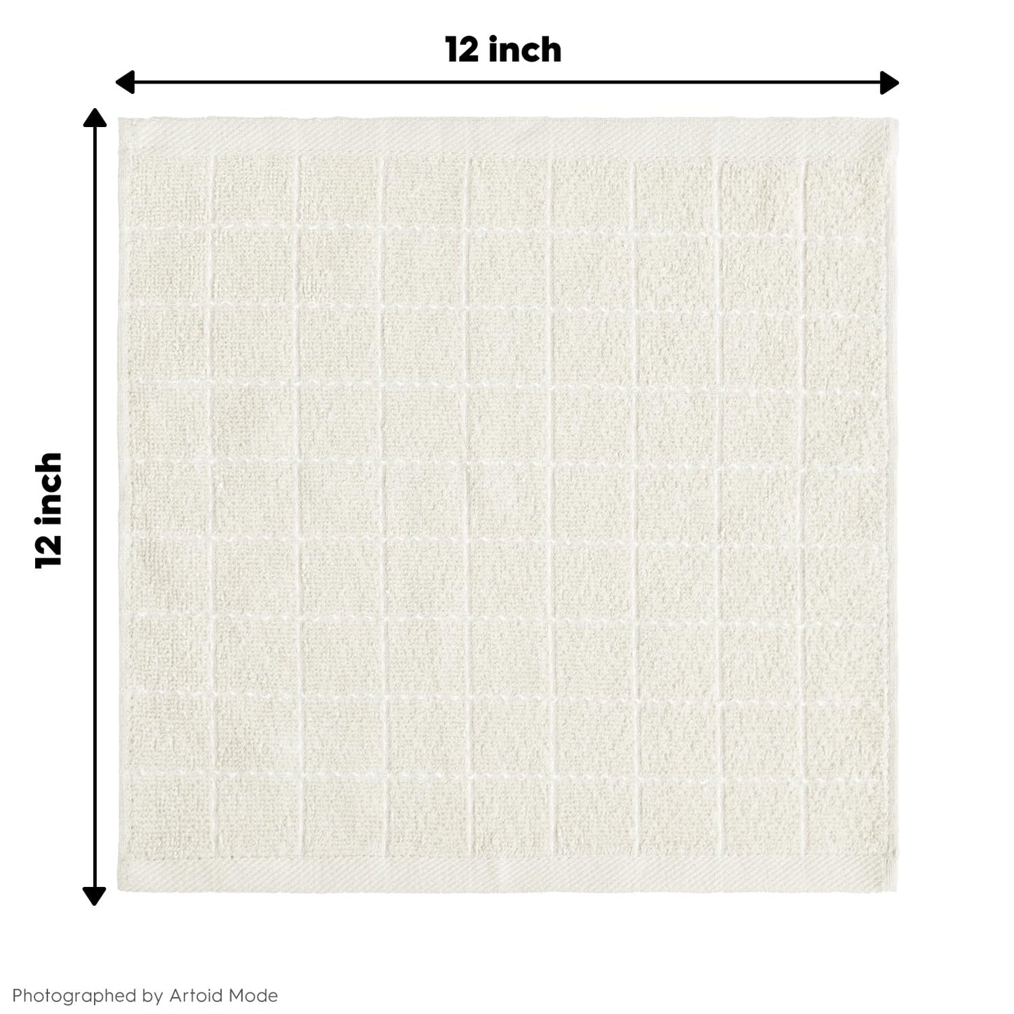 Artoid Mode Checkered Designed Cotton Beige Caramel Green Terry Kitchen Dish Cloths, 12x12 Inch Soft Absorbent Quick Drying Kitchen Rags Set of 6