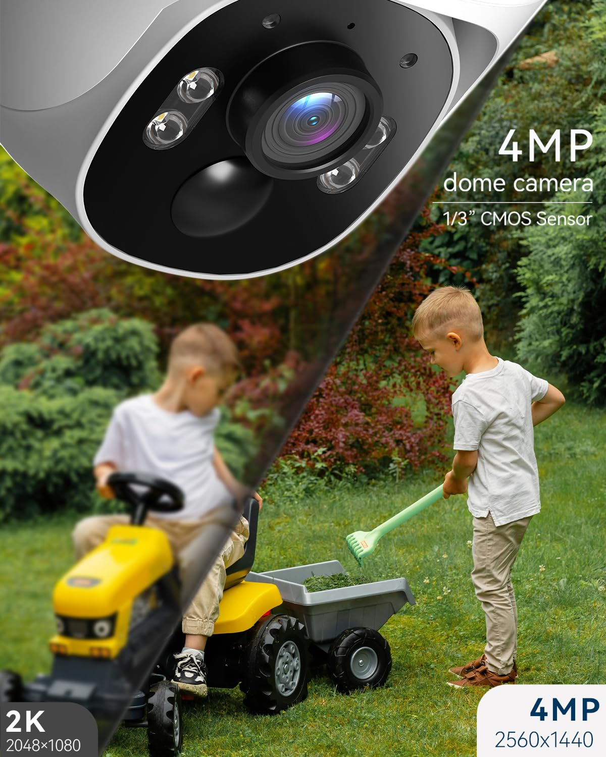 Solar Security Cameras Wireless Outdoor System with 10'' Touch Monitor 10CH NVR, 4MP WiFi6 Cameras for Home Security, 355° Pan 90° Tilt, Night Color, 2-Way Audio, 500G HDD, 0 Monthly Fee, 2 Cam-Kit
