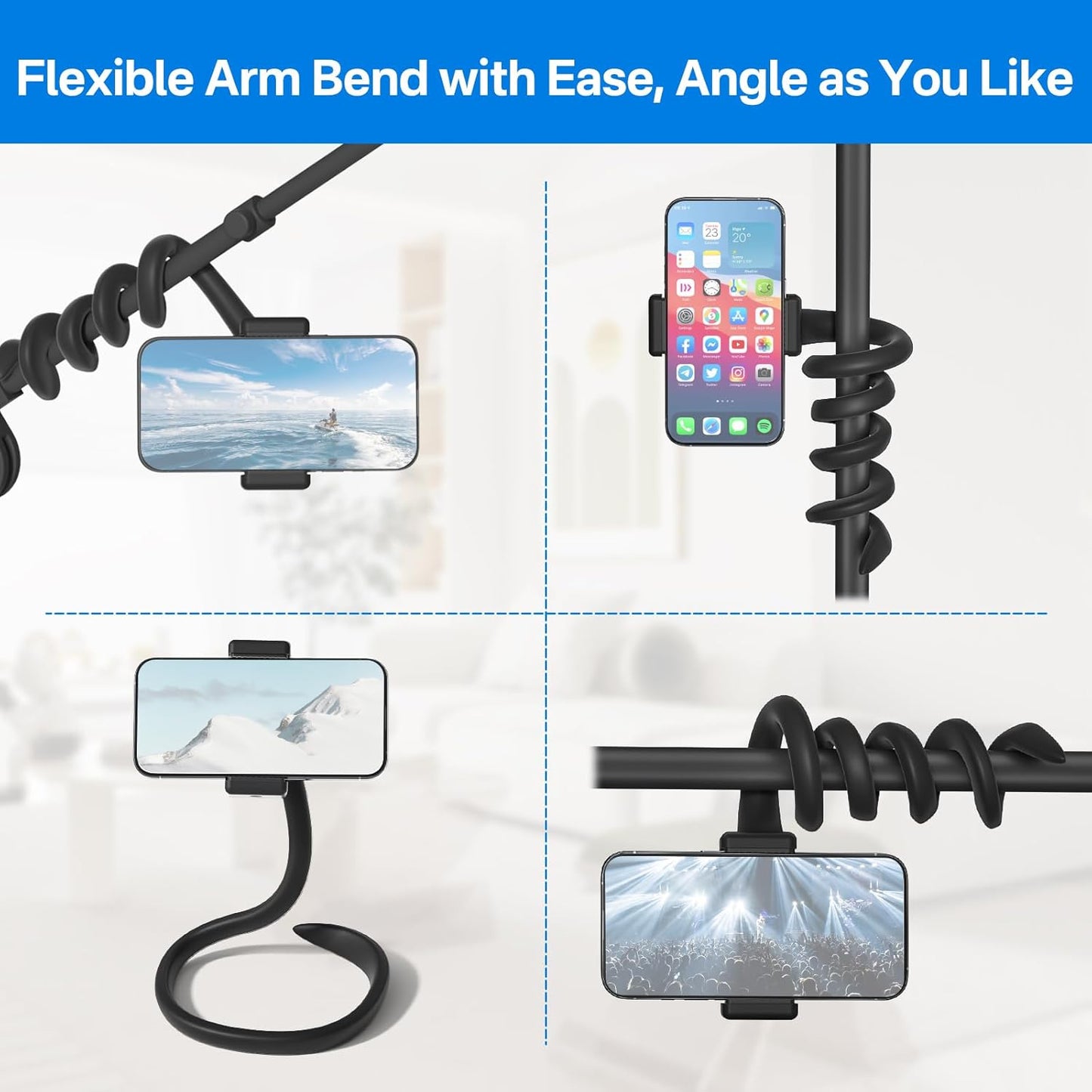 Chunxiao 3.5" 7.5" Portable Stroller Phone Holder Mount for Baby and Parent to One Hand Operation - Flexible Phone