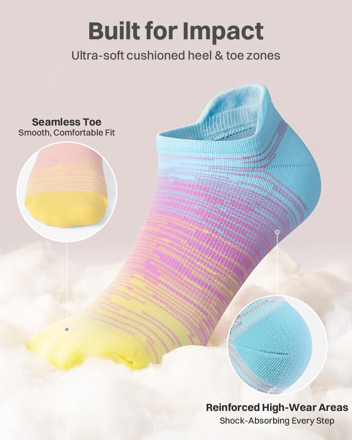 LEVSOX Ankle Compression Socks for Women Men Cushioned Running Support Socks for Plantar Fasciitis Relief 3 Pairs