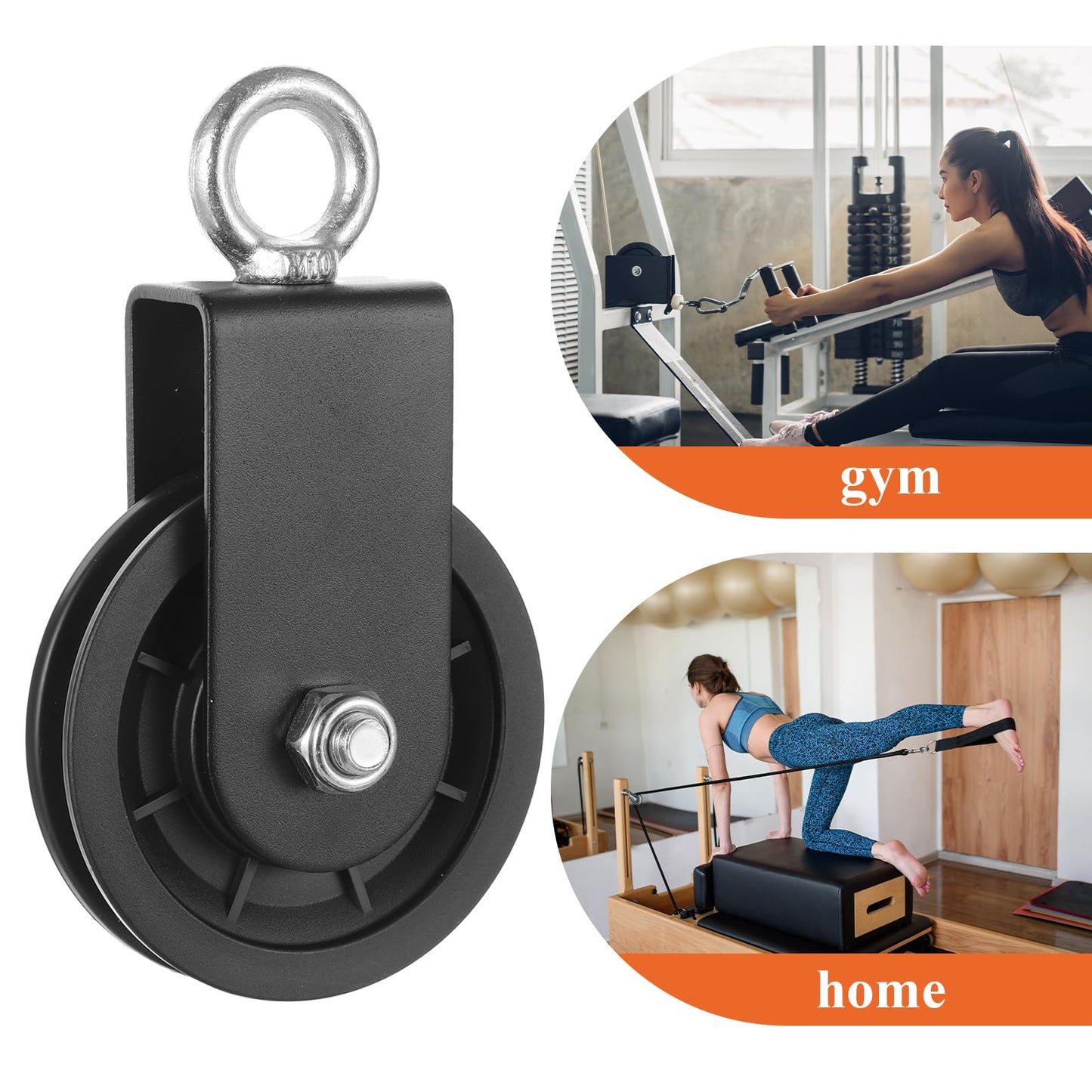 Kegeeei 4 Pack Silent Cable Pulley Wheels – 90mm Heavy Duty Gym Pulley System with 360° Rotation, Stainless Steel Bearings & Detachable Design for DIY LAT Pull Down, Home Gym Equipment & Replacement