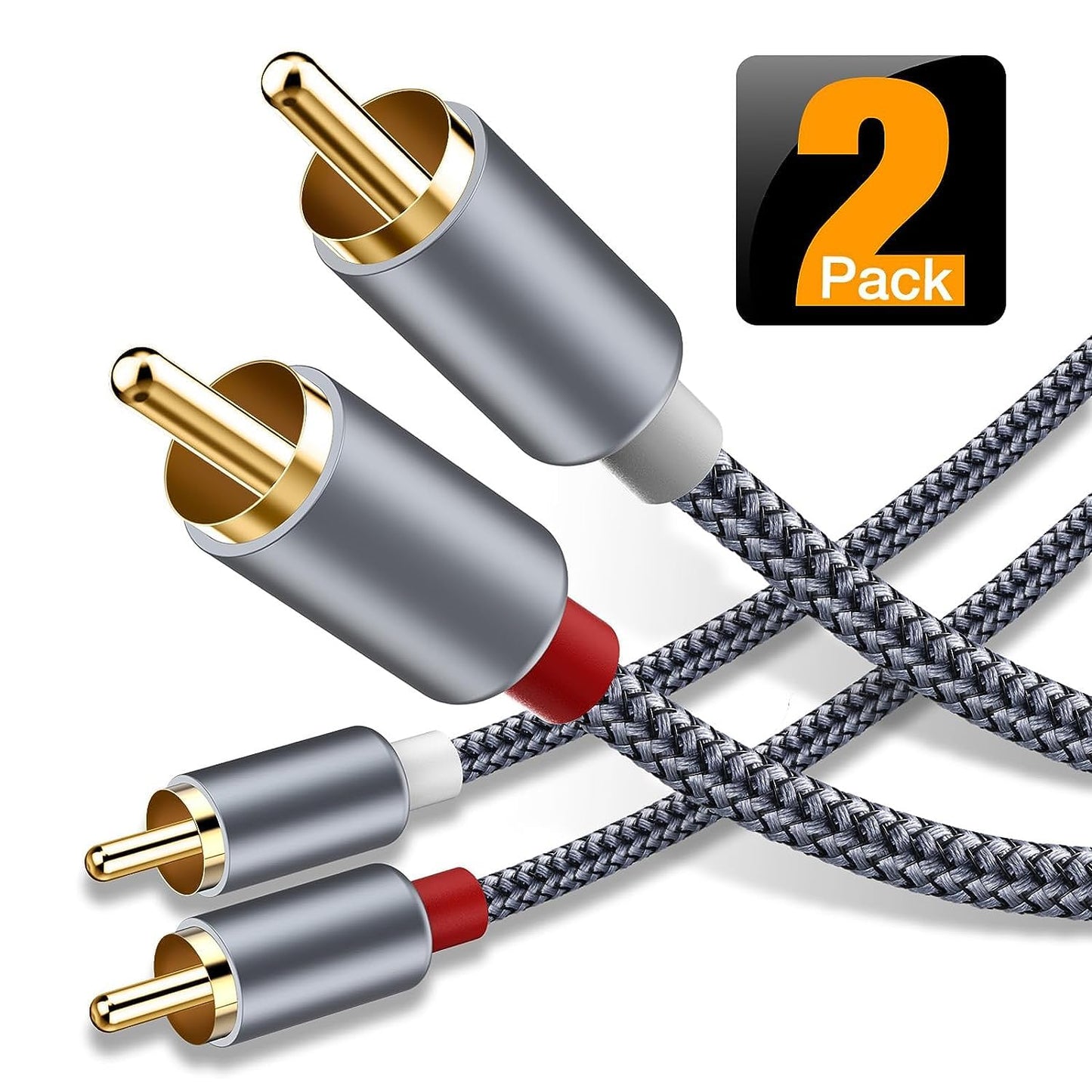 2RCA 2RCA Cables2-Pack/4ft, RCA Cable, Goalfish Male to Male Stereo Audio Hi-Fi Sound, ShieldedBraided RCA Stereo Cable