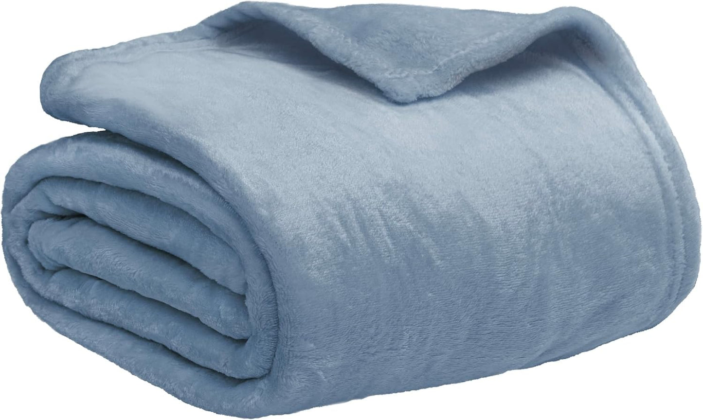 PAVILIA Dusty Blue Fleece Throw Blanket - Super Soft Flannel for Couch & Sofa | Cozy 50x60 Velvet Gift Blanket