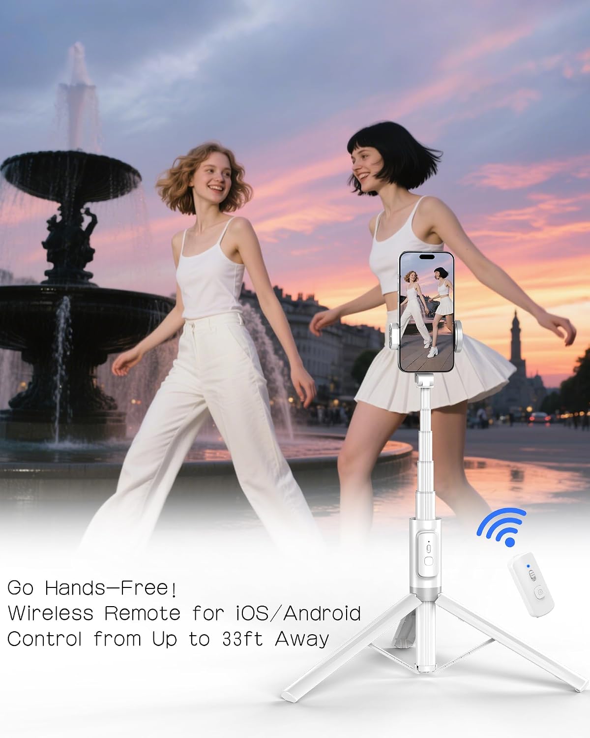 ACKIMA Selfie Stick Tripod - Tripod for iPhone with Remote, Lightweight Phone Stand for Android, Extendable Phone