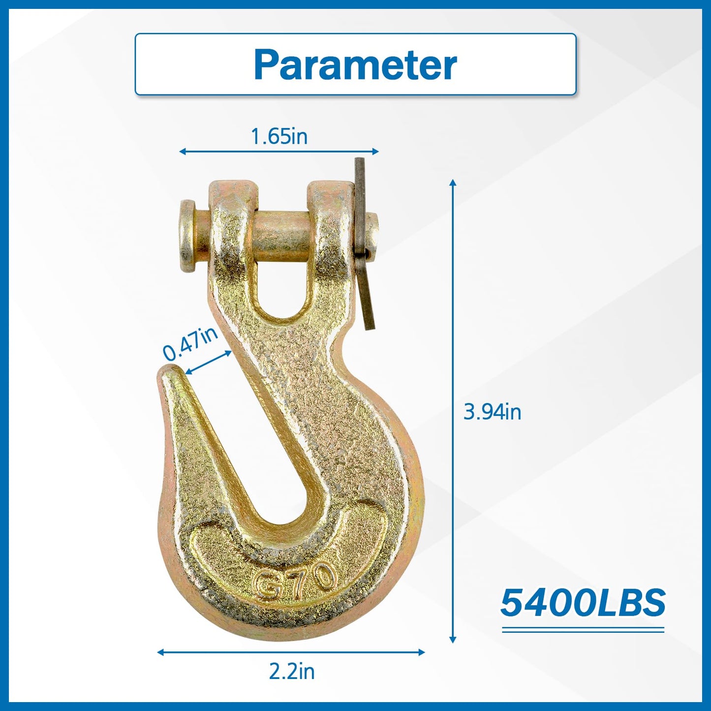 TBAPFS 2Pcs 5/16 Inch Clevis Grab Hooks Grade 70 Chain Hook 5400 Lbs Working Load Limit for Trailer Truck Transport
