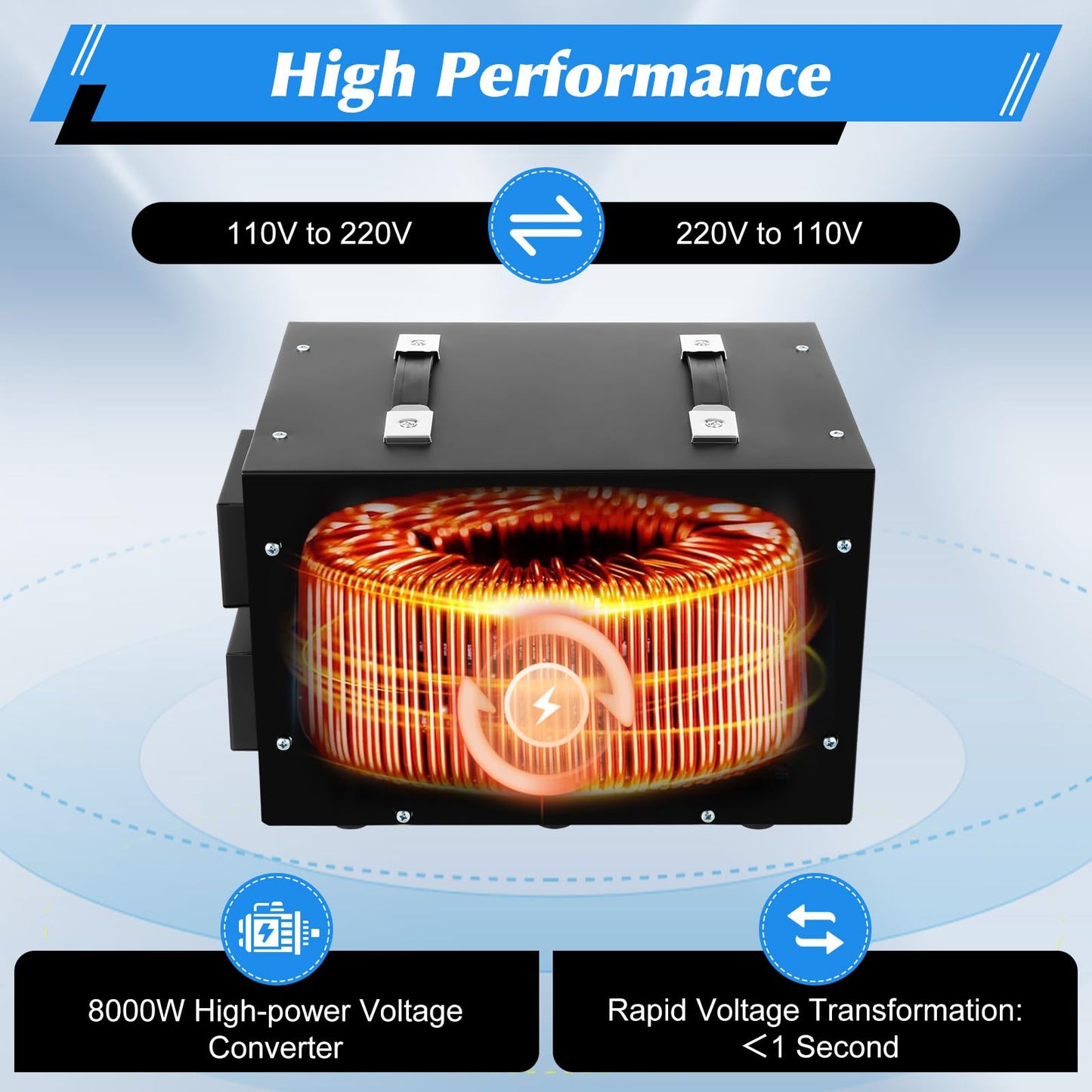 Futchoy ST-10000 Heavy Duty Voltage Transformer Voltage Converter 110V to 220V Step Up/Down Transformer Voltage Converter