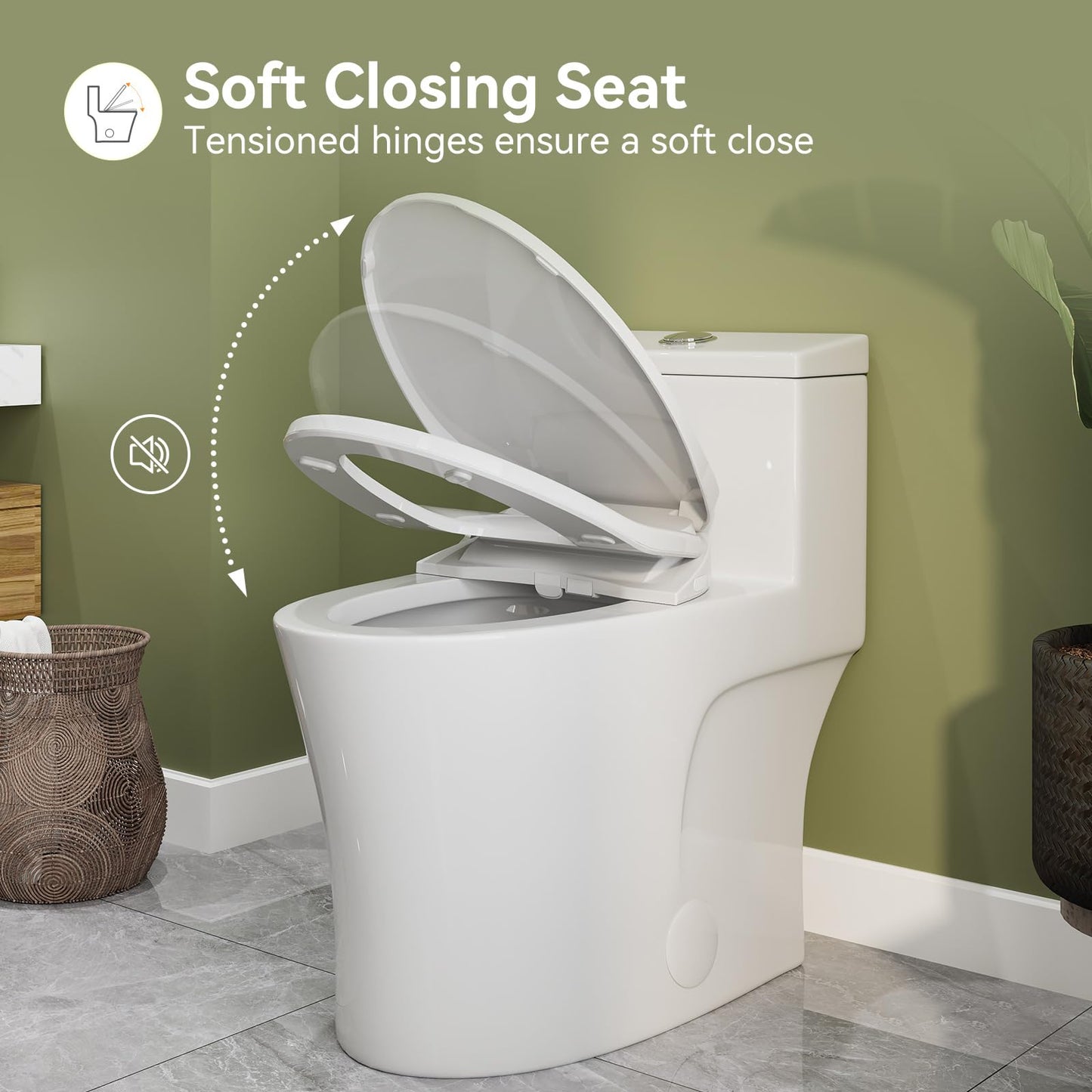 HOROW T0338W One Piece Toilet with Non-Electric Bidet Toilet Seat, Elongated ADA Chair Height Toilets with Adjustable Nozzles Seat, Powerful Dual Flush & Soft Closing Seat Include, White