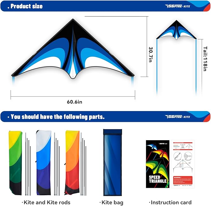 Red Green Blue Three Piece Large Delta Kite,Extremely Easy to Launch for Beginners,Kites for Kids and Adults,Kite for Outdoor Activities Family Parties and Beach Games(Green+Red+Blue, 3)