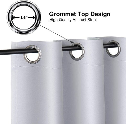 ChrisDowa Blackout Curtains - Extra Wide Thermal Insulated Grommet Panels for Bedroom | Greyish White, 70 x 63 Inch