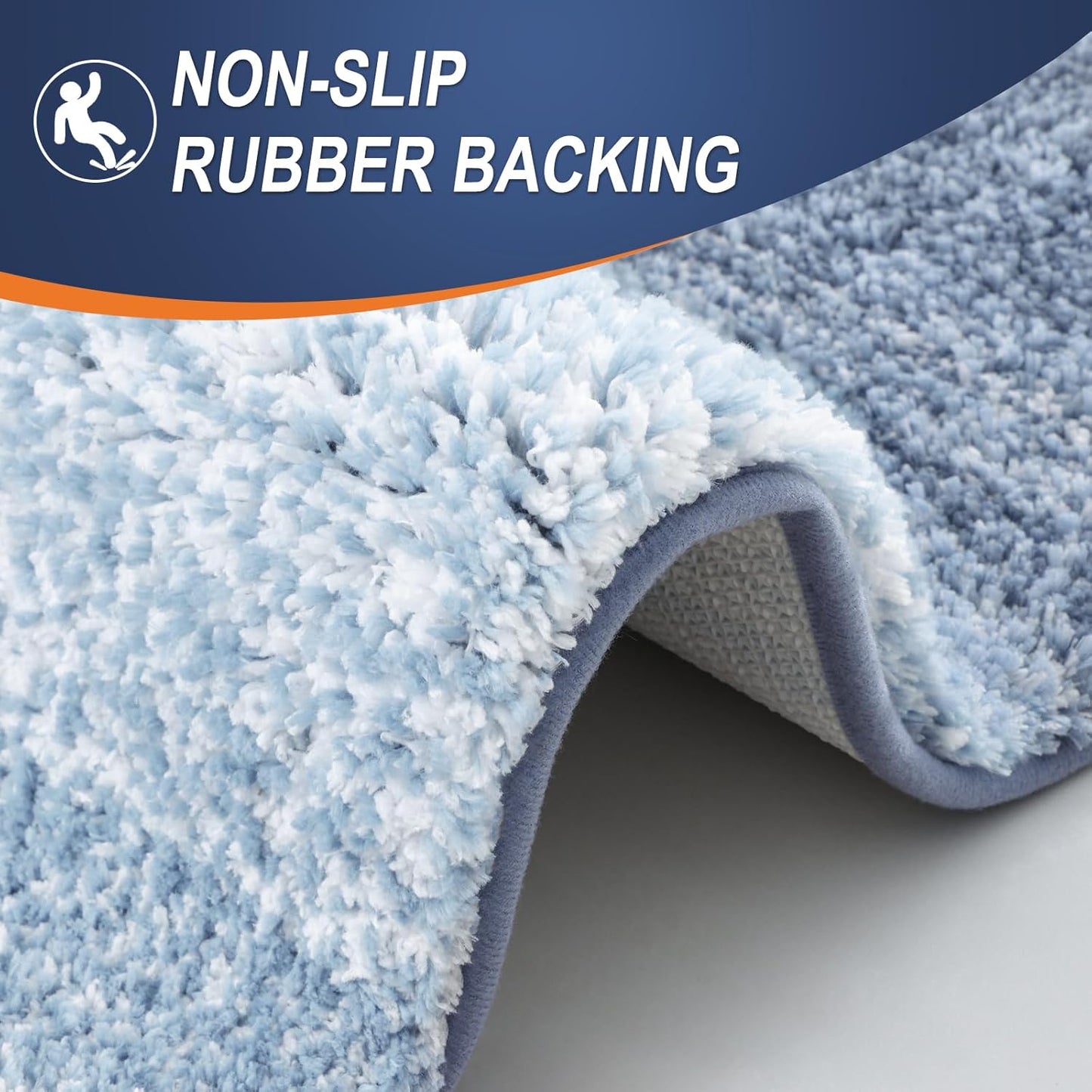 OLANLY Large Bathroom Rugs - Extra Soft Microfiber Mat 40x24 | Quick Dry, Machine Washable, Blue