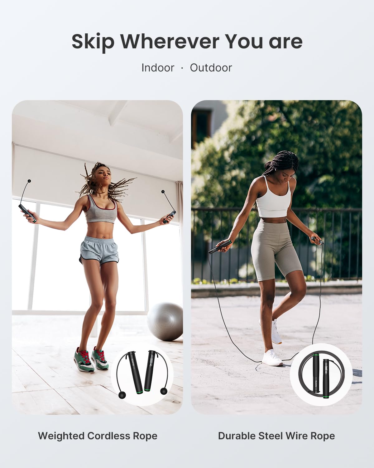 RENPHO Smart Skipping Rope with Counter, Adjustable Jump Ropes for Fitness, Skip Rope with APP Data Analysis, Workout Equipment for Women Men Adult Kids, Burn Calories, Boxing Jumping Rope, Gym, MMA