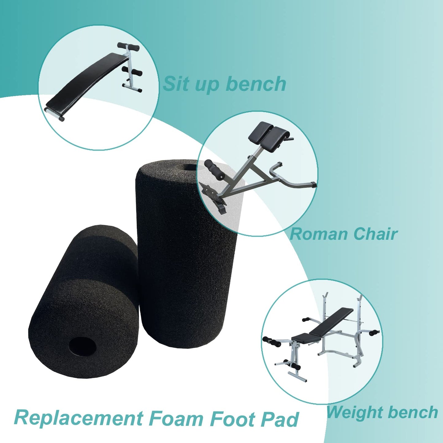 Foot Foam Pads Rollers Replacement,Replacement Foam Pads,Machine Tube Leg Foam Roller pad Replacement,Roller Pad for Leg Extension for Weight Bench,Inversion Table and Gym Exercise equipments