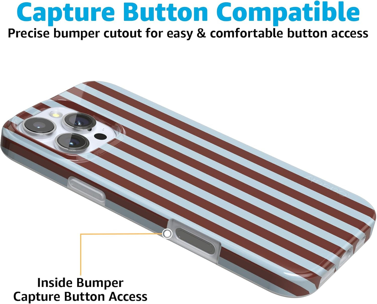 Casely 16 iPhone Pro Case | Sunday in Brooklyn | Blue Stripes | Compatible with MagSafe | Classic Ultra Slim Design