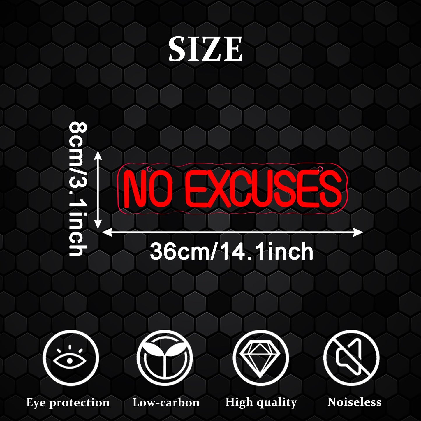 No Excuses Gym Neon Sign, GYM Motivational Neon Workout Neon Sign Fitness Studio Training Room Decor GYM Wall Art Decor Light Sign Gym Enthusiasts Gymnastic Sign(14.1 * 3.1in)