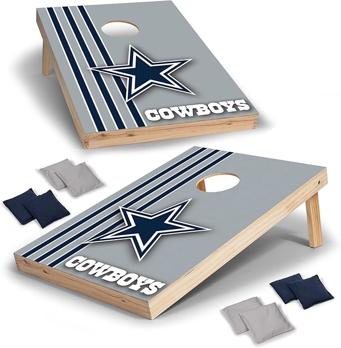 NFL 2' x 3' Solid Wood Cornhole Set with Direct Print HD Team Graphics – Great Gift for Any Football Fan! Bean Bag Toss Family Outdoor Games