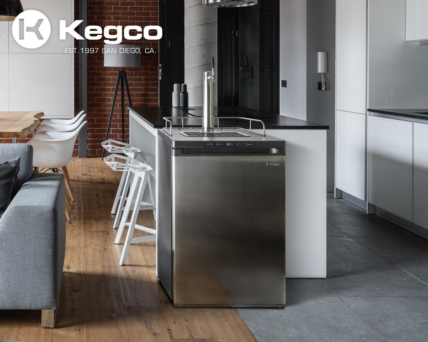 Kegco 3PK309X-1 Keg Dispenser, 1 Tap, Black Stainless Steel