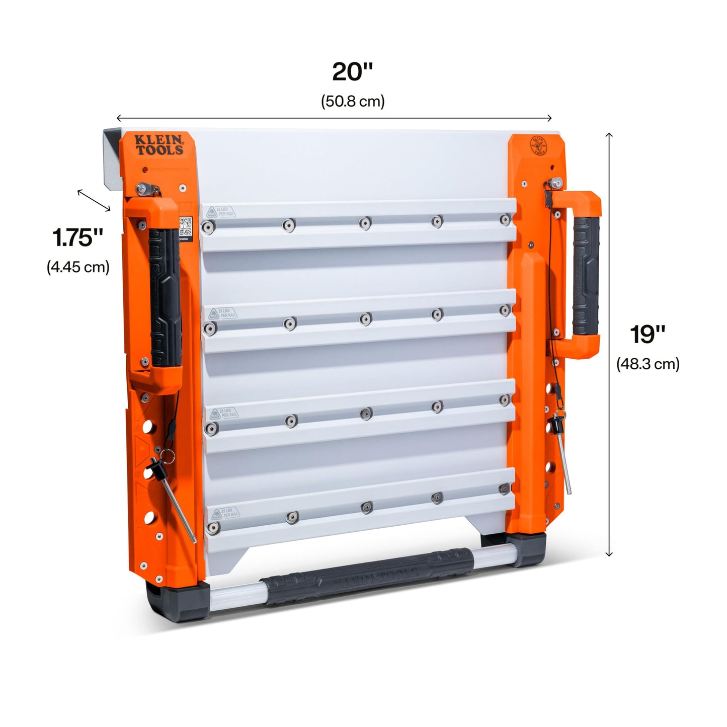 KLEIN TOOLS BC600WA LiftPro 20-Inch Wall Mount System, Heavy-Duty Modular Tool Organization with Four Interior Rails, 25-Pound Capacity Per Rail, For Man Lift and Scissor Lift