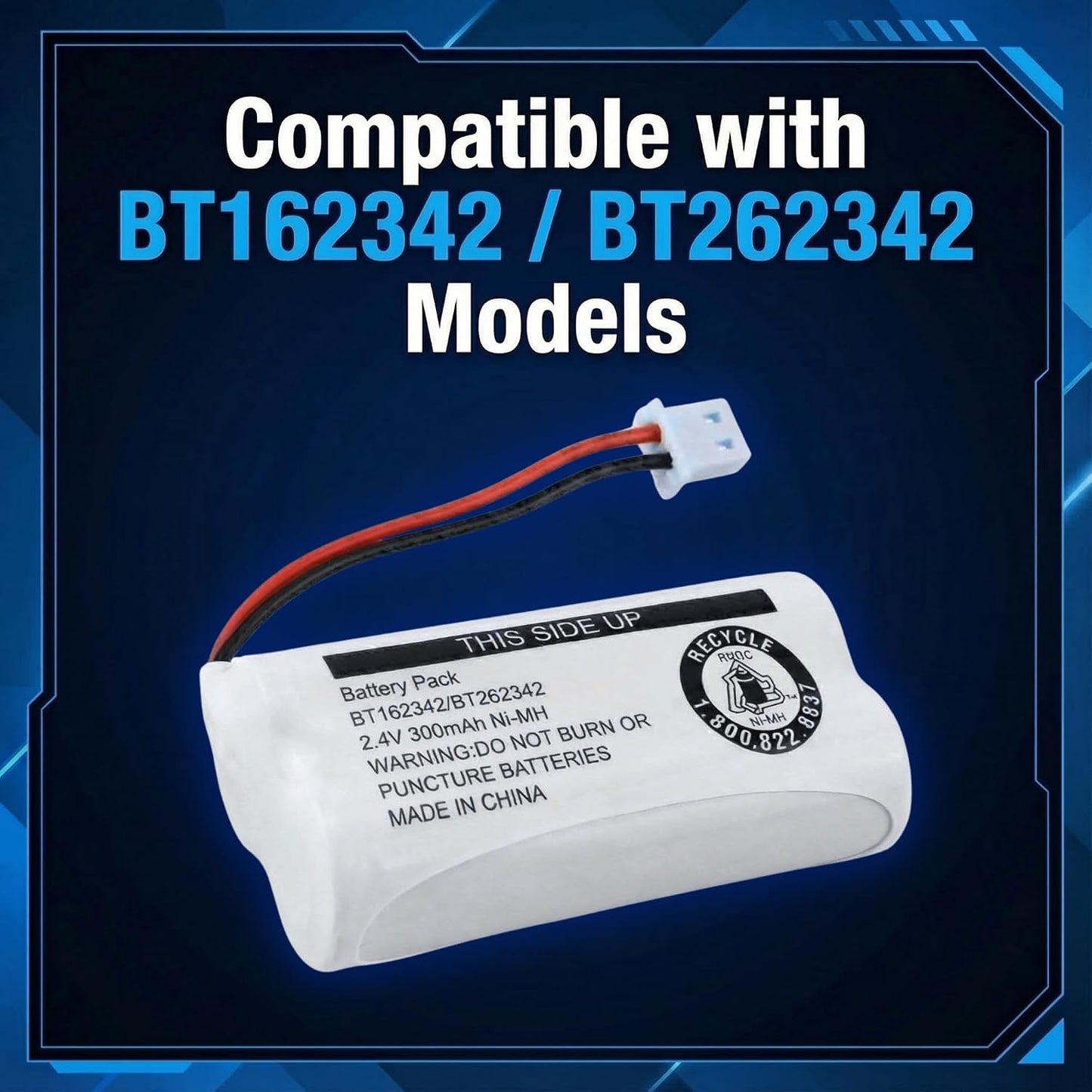 Cerepros 2-Pack BT162342/BT262342 2.4V Packs Battery for VTech Cordless Phone
