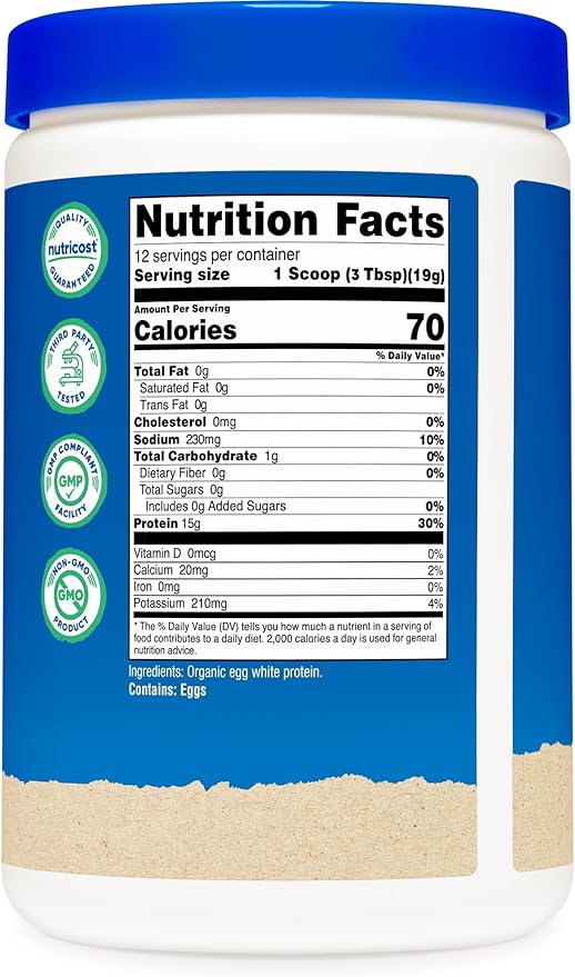 Nutricost Organic Egg White Protein Powder 8oz (Unflavored) - 15 Grams Protein Per Serving, GMO-Free, Gluten Free