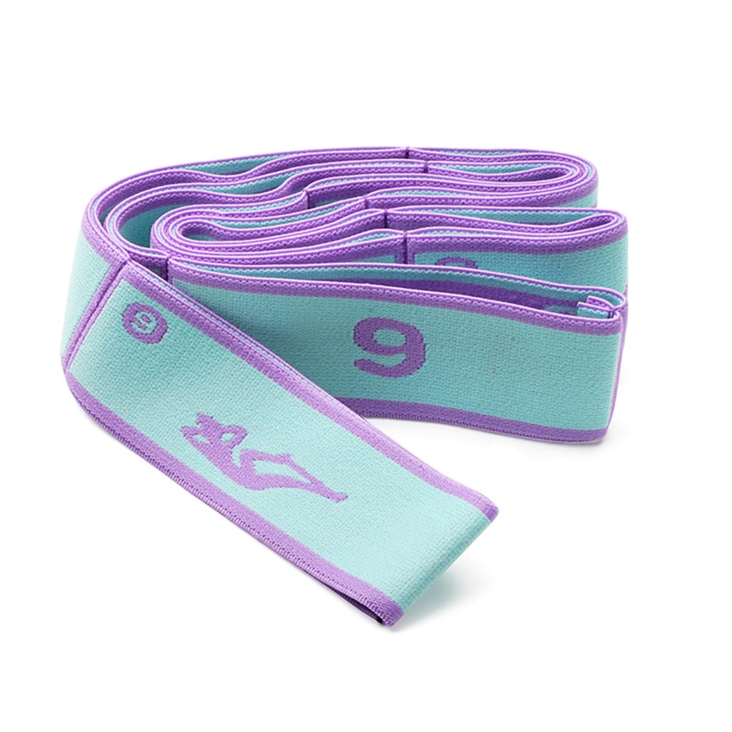 Elastic Yoga Stretching Strap Pattern Guide with 9 Loops, Stretch Strap for Ballet, Leg, Body, Stretch Band for Physical Therapy, Dance, Pilates, Gymnastics (Blue)