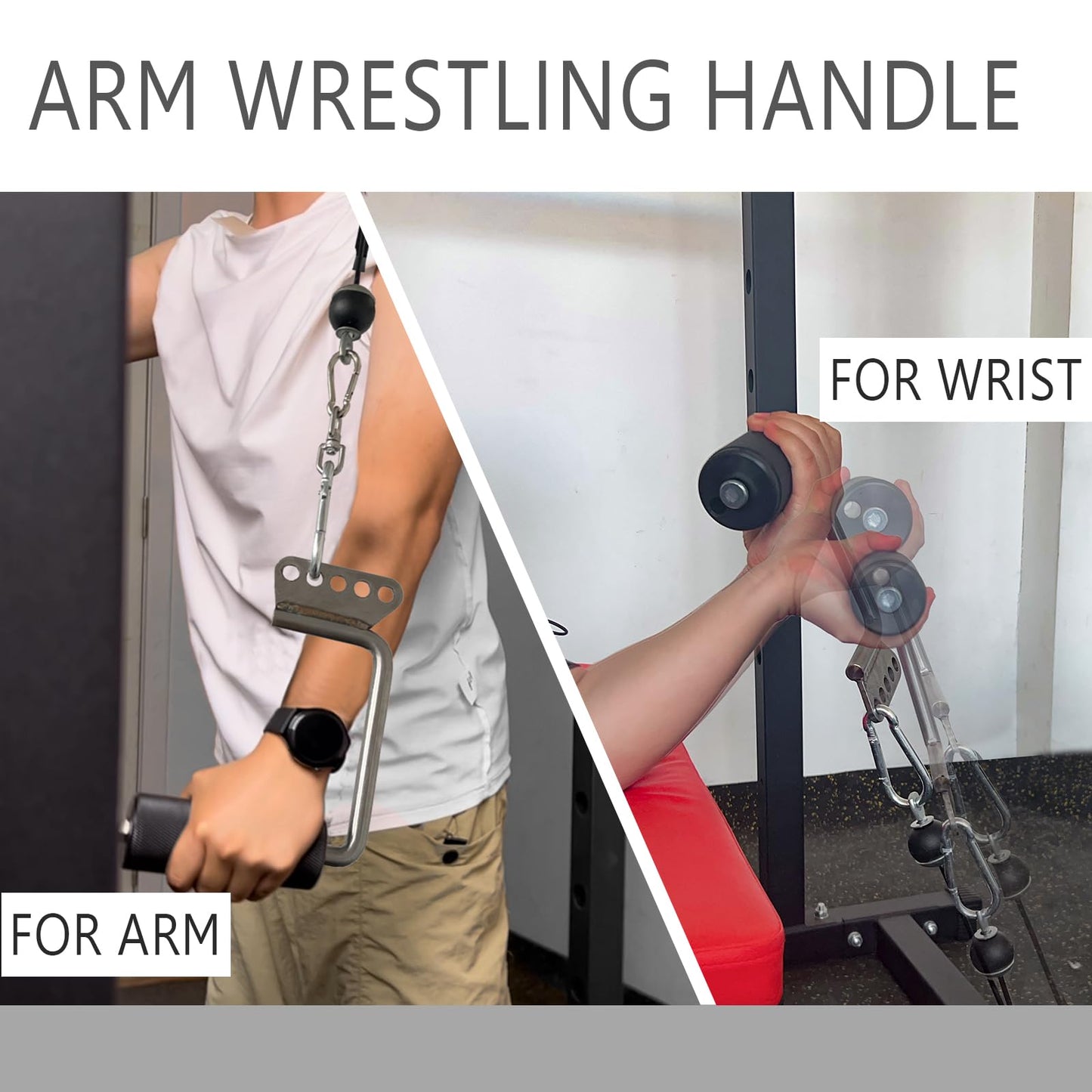Upgraded LAT Pulldown Attachments Double D Handle,Armwrestling Handles,V Bar Cable Machine Attachments, Cable Attachments Gym Handles for Forearm, Wrist Strength Training (4 in 1 Grip)