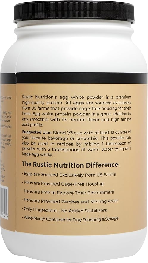 Cage-Free Egg White Protein Powder, USA-Sourced, 21g Protein, 0g Fat, 0g Sugar, 0g Cholesterol (Unflavored, 48 Oz)