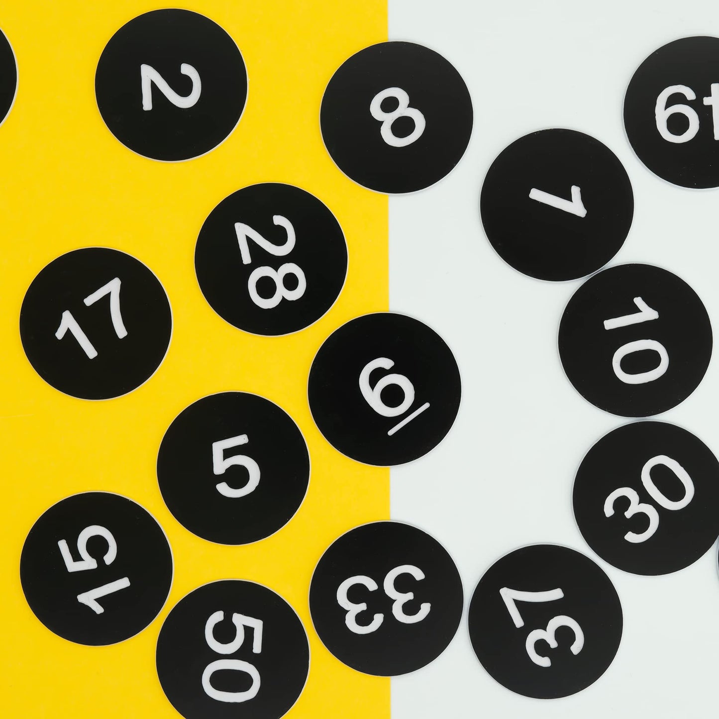 StayMax Round Plastic Numbered Discs Number Tags Engraved Numbered Tags Without Hole (0-50, Black)