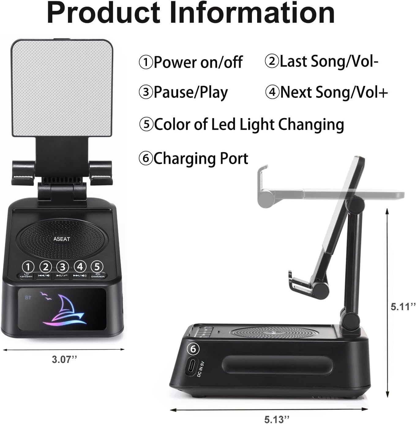 ASEAT Cell Phone Stand Bluetooth Speaker for Christmas & Everyday Use - iPhone/Android Compatible, Unique Dad/Guy Gifts