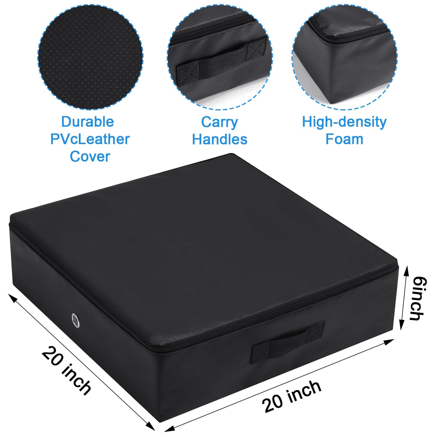 Foilswirl 2 Pack Weightlifting Crash Pad Black Silencer Weightlifting Drop Pads with PVC Leather Cover Barbell Deadlift Mat 20 x 20 x 6 Inches for Climbing Sport Supplies