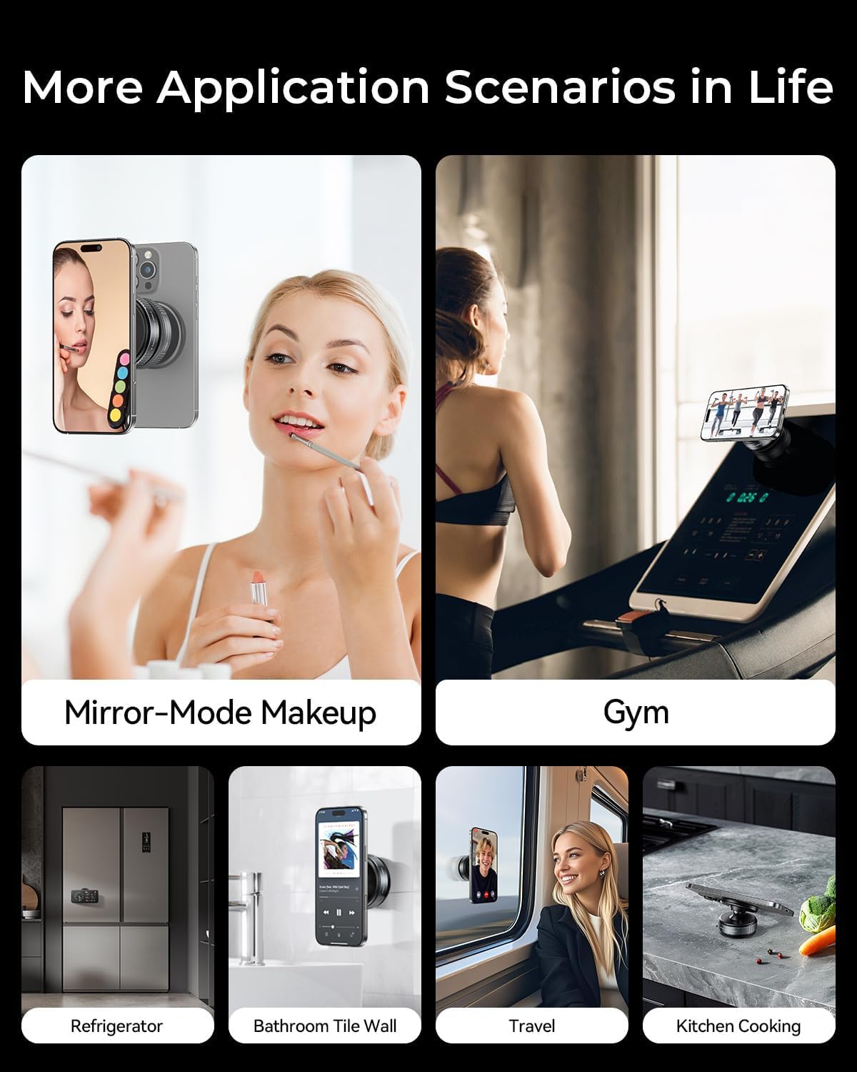 MRGLAS Upgraded 360° Adjustable Vacuum Magnetic Phone Holder Stand[Strongest Suction & Ultra Magnetic] Car Phone Mount for MagSafe Suction Cup, Compatible with Car/Gym/Mirror/Smooth Surface