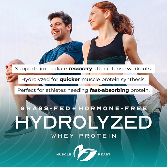 Muscle Feast Hydrolyzed Whey Protein Powder, Grass Fed and All Natural Hormone-Free, Hydro Whey Powder for Men and Women, Gluten Free, Non-GMO, Delicious Hydrolyzed Protein Powder, Vanilla, 5lb