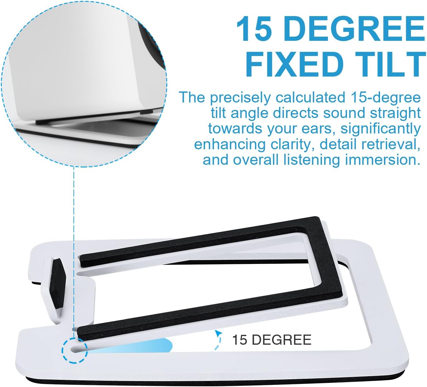 Sanyun SW601 15 2''-3'' Tilted Desk Speaker Stands for Compact Computer PC Bookshelf Monitor Speakers, Steel Metal Base