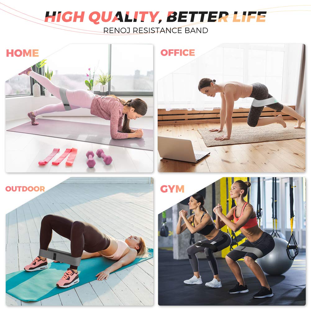Booty Resistance Bands Set, Renoj Non Slip Hip Exercise Bands for Legs and Butt Women [3 Set]