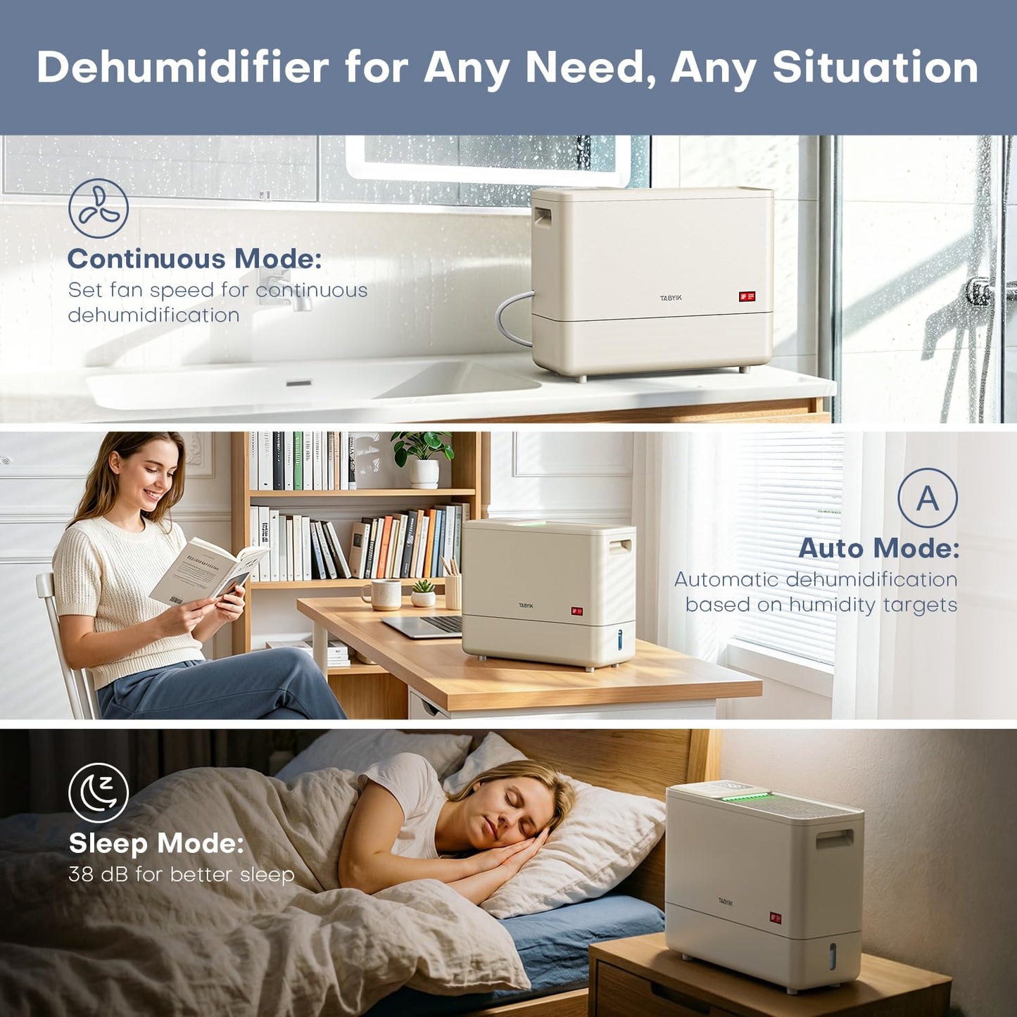 1,500 Sq. Ft Dehumidifier for Basement, 21 Pints Basement Dehumidifier with Drain Hose, Large Dehumidifiers for Home, RV, Bathroom, Bedroom - 1.2 Gallons(4.5L) Water Tank, 3 Modes, 24-Hour Timer
