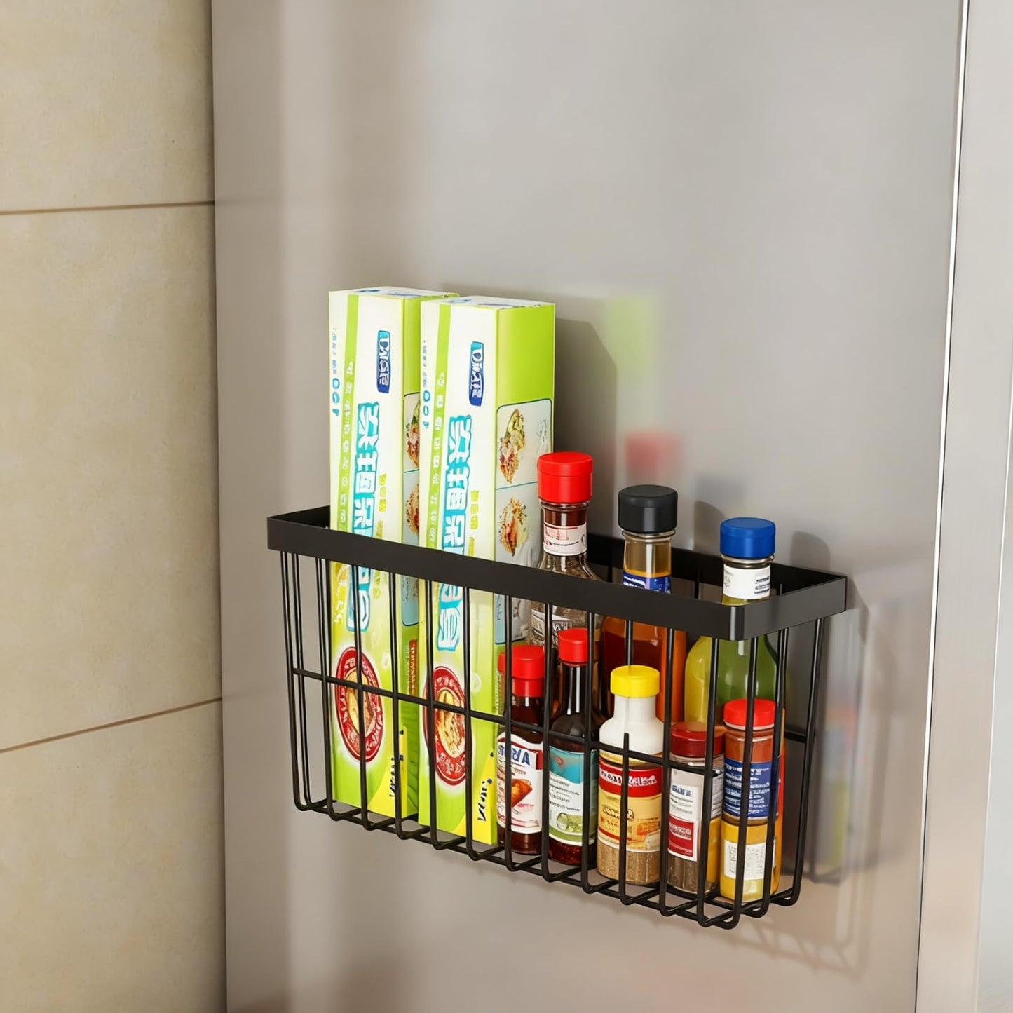 SleekStore Kitchen Cabinet Door Storage Box,Self Adhesive Wall Mounted,Wardrobe/Bathroom/Refrigerator Small Items Organizer,Oil bottle/Seasoning storage (3 Piece)