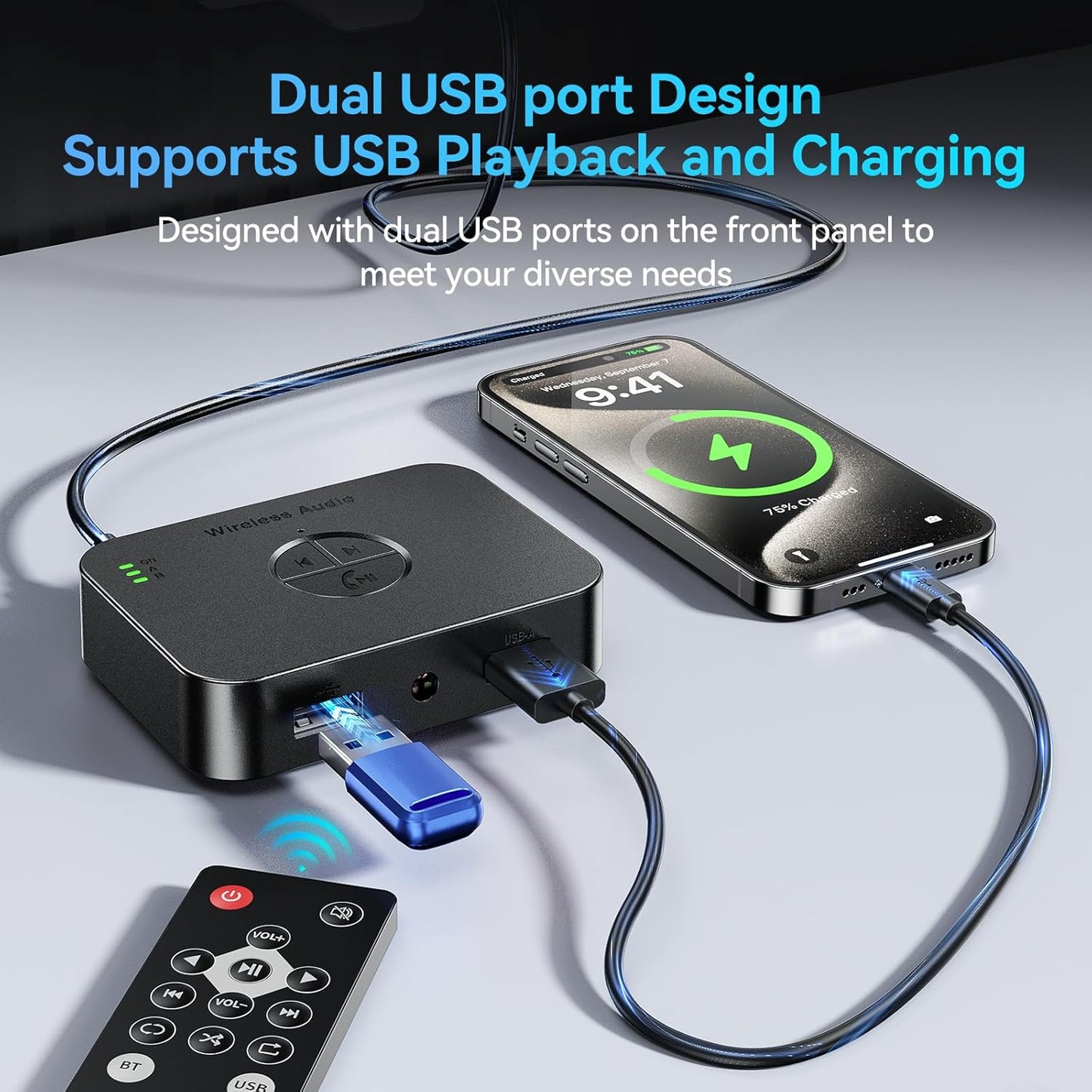 MOREGAX M2R 5.4 Bluetooth Receiver for RCA Adapter for Stereo/Speaker/Wired Speaker/Home Audio Music Streaming Stereo
