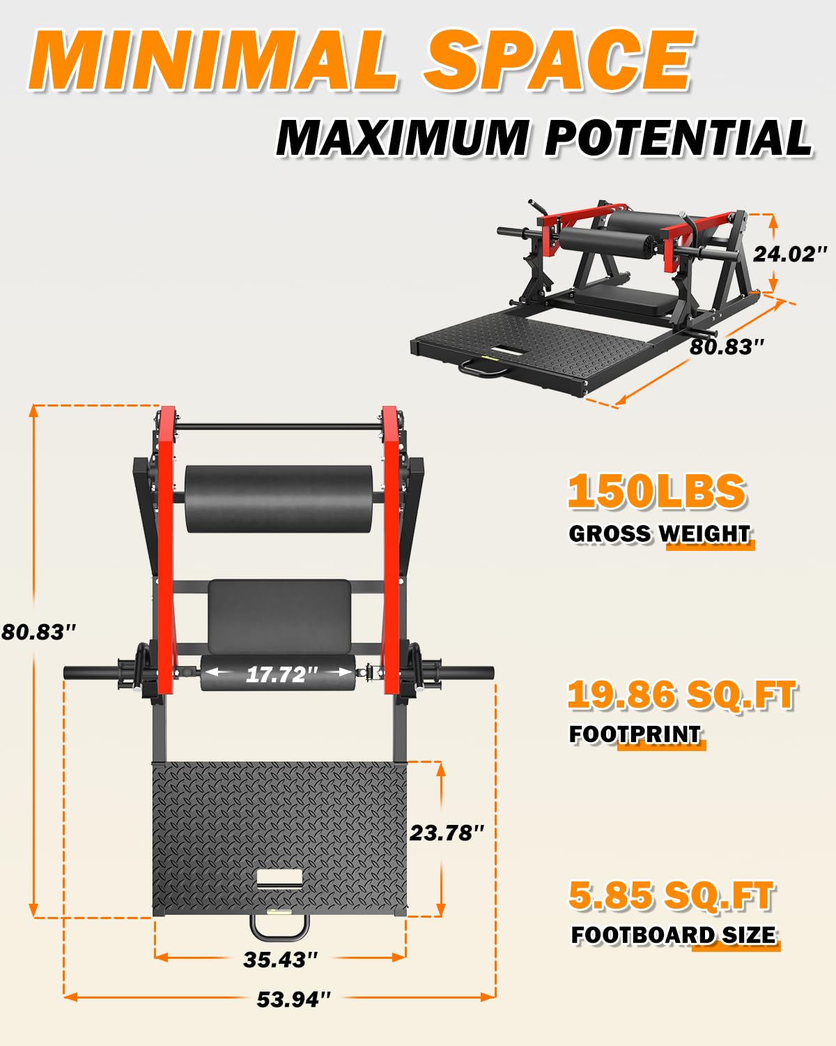 Goimu HT01 Hip Thrust Machine, 800LBS Plate-Loaded Glute Drive with Band Peg, Heavy Duty Glute Bridge Machine with Weight Holder, Butt Exercise Equipment for Glute Muscles Building (Red-HT01-1)