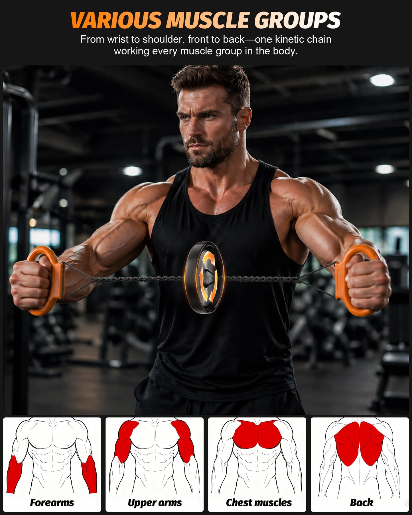 Tension Flywheel Twister Arm Trainer, Effective & Fun Upgraded Flybird Chest and Arm Twister, Portable Home Fitness Gear for Chest & Arm Muscle Intensive Workout Training