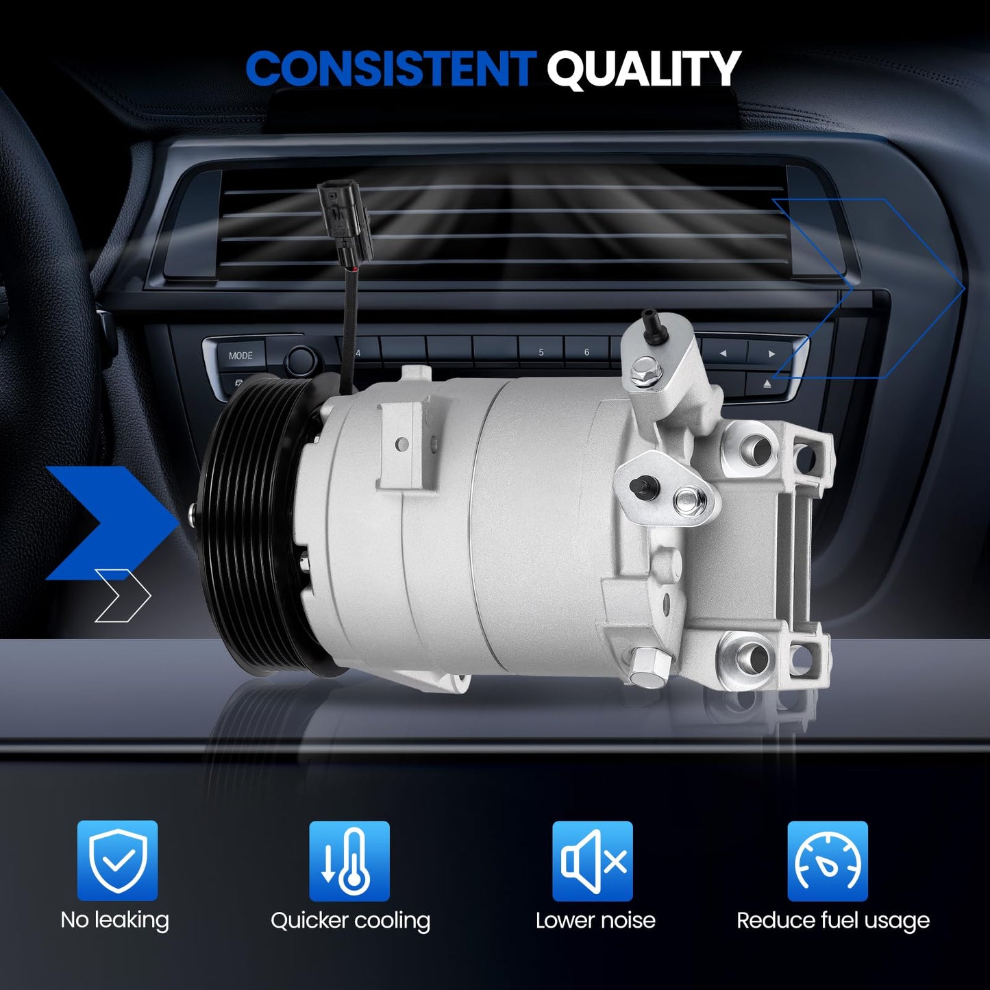 SYKRSS 68671 Air Conditioning A/C Compressor with Clutch Compatible with Nissan Maxima Murano 2009-2014 3.5L, Compatible with Nissan Pathfinder 2013-2015 3.5L, for Quest 2011-2015 3.5L V6 GAS