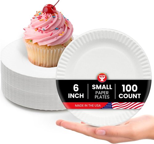 Hygloss 6-Inch Disposable Paper Plates - Eco-Friendly Dessert Plates for Parties & Crafts | 100 Count, White