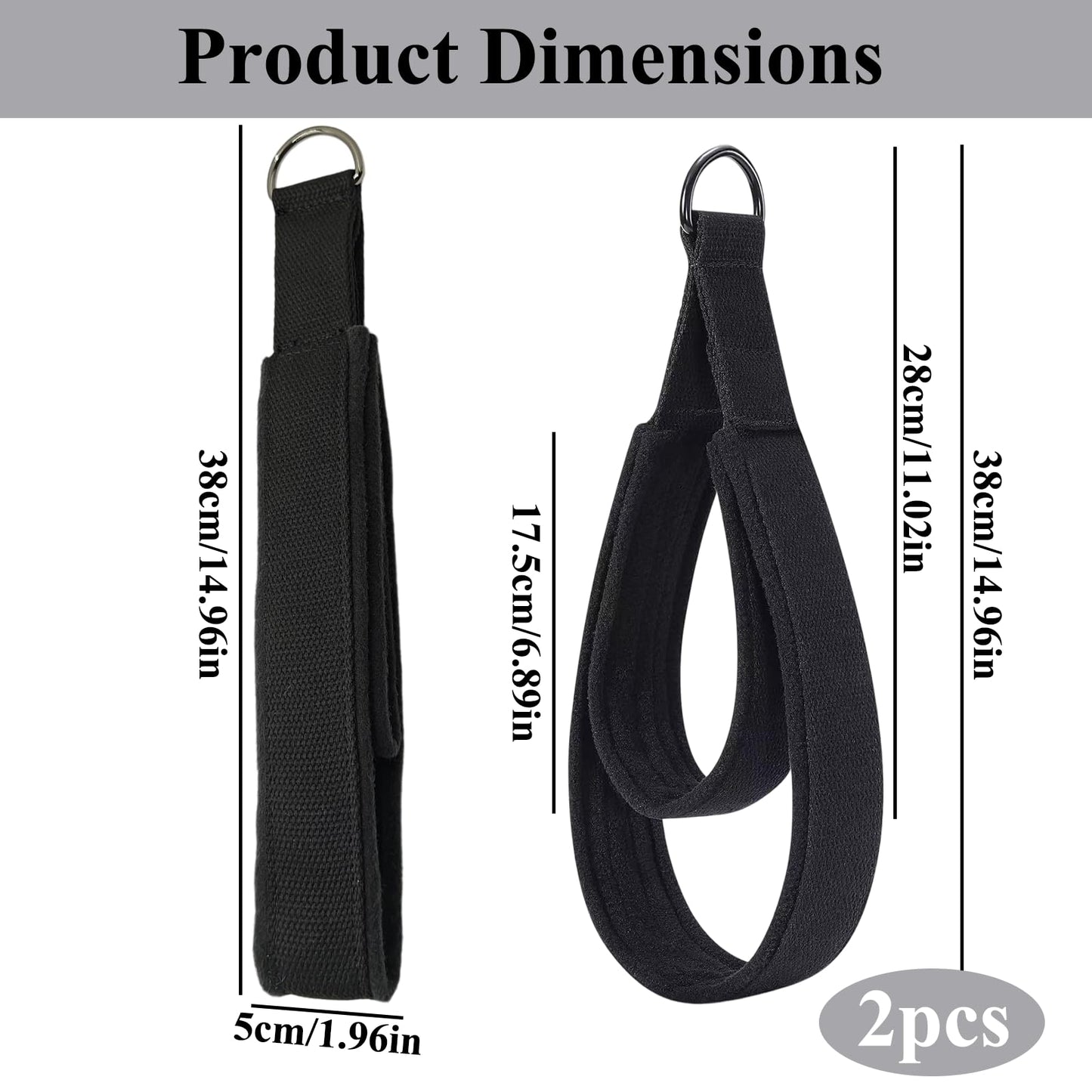 2PCS Pilates Straps Soft Padded Handles, Durable Pilates Double Loop D-Ring Straps,Pilates Straps for Reformer,Home Gym & Yoga Workout Exercise Accessories