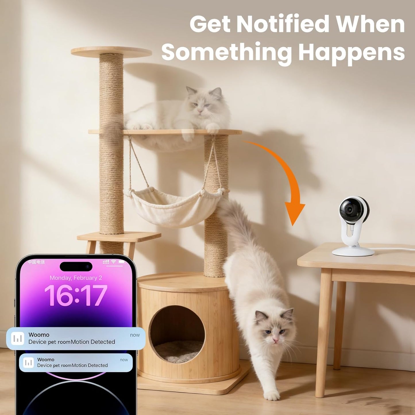 woomo 2 Pack 2K 2-Way Setup 2.4G Indoor Camera for Pet & Baby Monitoring, Clear View, Motion Alerts & Night Vision