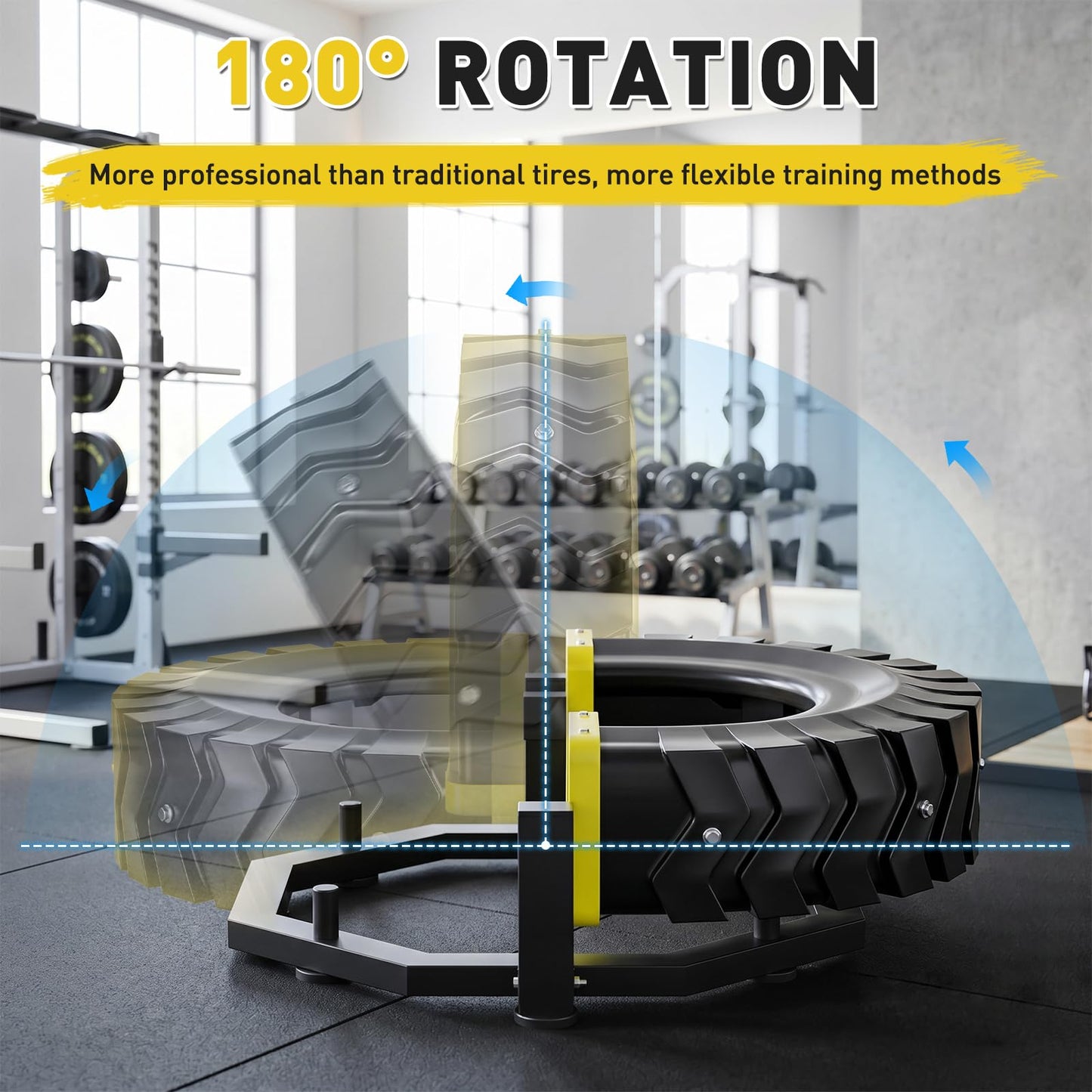 Tire Flipping Machine with 330LBS,Heavy Duty Industrial Welded Tire Flip Machine,High Stability Freestanding Tire Flip Trainer with 8 Non-Slip Base for Gym& Commercial Strength Training