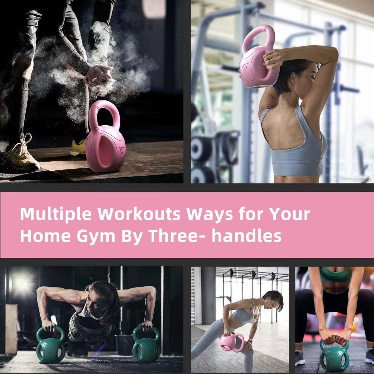 20 lb Kettlebell Weight with Three-handles for Weightlifting, Conditioning and Core Training for Women Men Home Gym [Green]