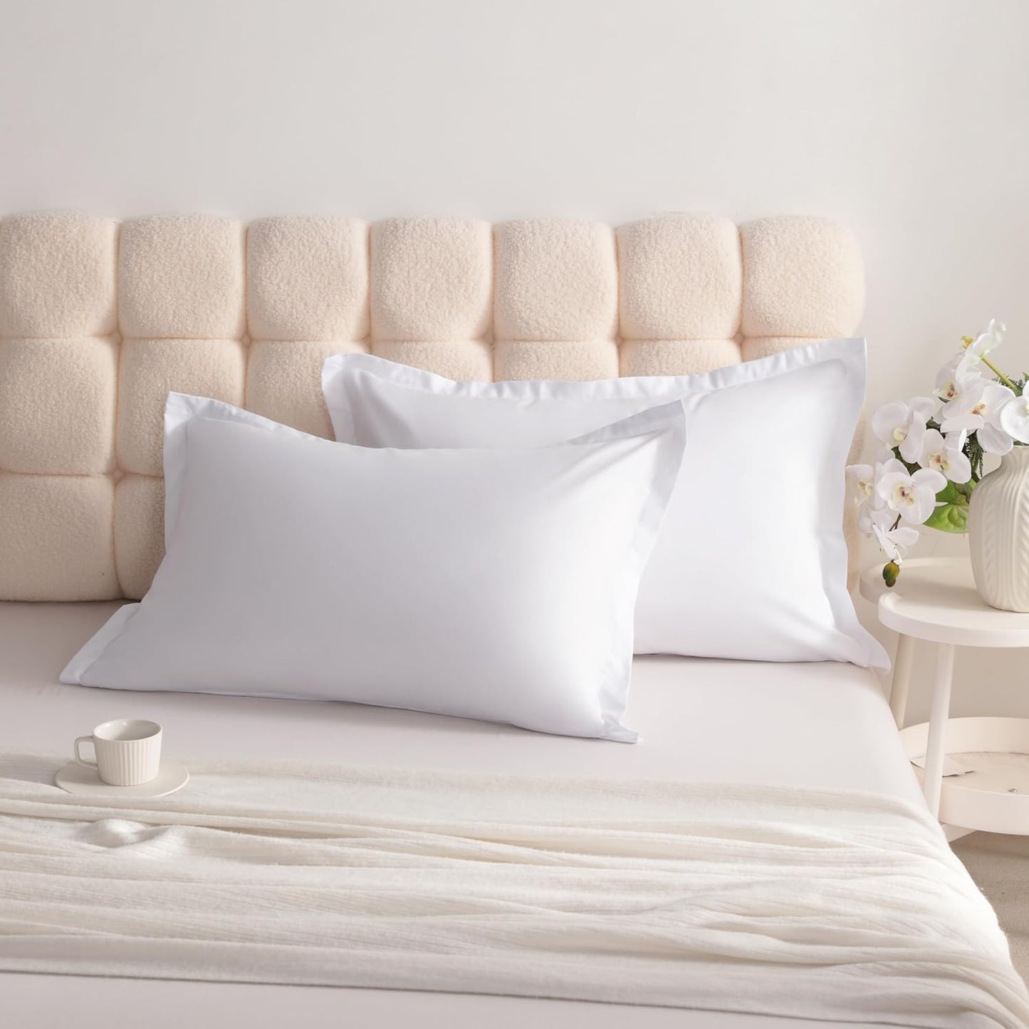 NTBAY King Pillow Shams - Super Soft Brushed Microfiber 20x36 Sham Covers | Wrinkle, Fade, Stain Resistant, White - 2 Pack