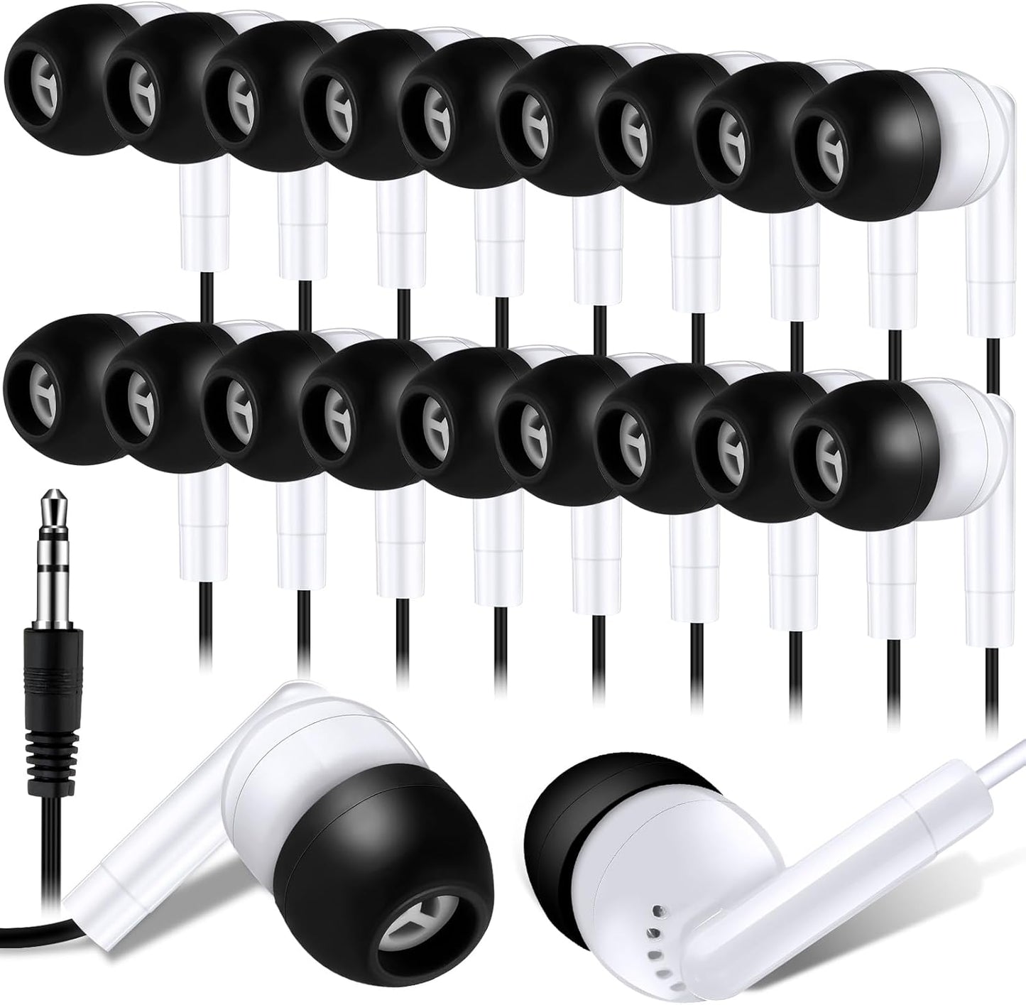 25 Pack 3.5MM Kanayu Wired Earbuds Bulk for Classroom Ear Headphones Wired Basic Student Earbuds No Microphone